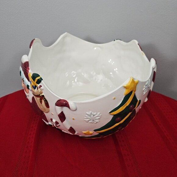 St Nicholas Square Vintage 1999 Festive Santa Claus Round Big Serving Bowl - Picture 2 of 10